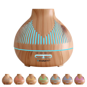 Large Essential Oil Diffuser | 400ml | LED Lighting | Iron | Light Wood Grain (Version B)