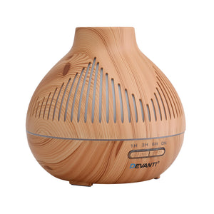Large Essential Oil Diffuser | 400ml | LED Lighting | Iron | Light Wood Grain (Version B)