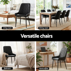Vintage-Style Dining Chairs Set 4pc | PU Leather | Black (Style 2)