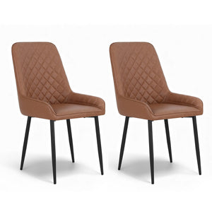 Dining Chairs Set 2pc | Retro Style | PU Leather | Brown