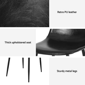 Dining Chairs Set 2pc | Retro Style | PU Leather