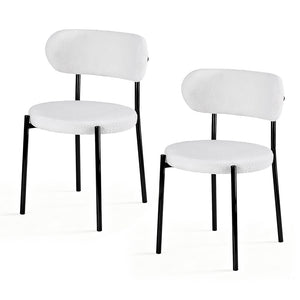 Dining Chairs Set 2pc | Sherpa Boucle | White