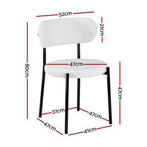 Dining Chairs Set 2pc | Sherpa Boucle | White