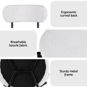 Dining Chairs Set 4pc | Boucle Sherpa Upholstery | White