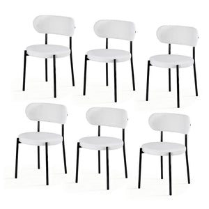 Artiss Dining Chairs Set of 6 Sherpa Boucle White