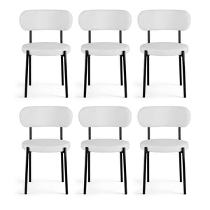 Artiss Dining Chairs Set of 6 Sherpa Boucle White