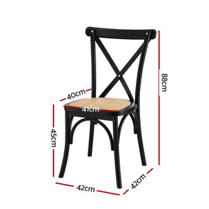 Dining Chairs Set 4pc | Rubber Wood Frame | Rattan Accent Design