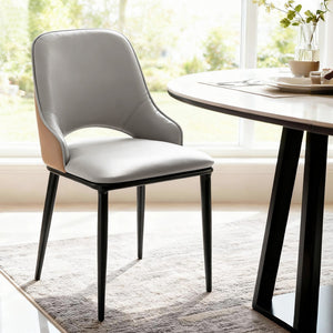 Dining Chair x1 | Hollow Design | PU Leather | Grey