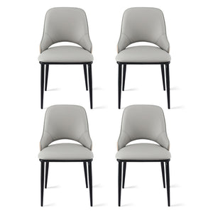 Dining Chairs Set 4pc | Hollow Back Design | PU Leather | Grey