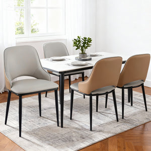Dining Chairs Set 4pc | Hollow Back Design | PU Leather | Grey