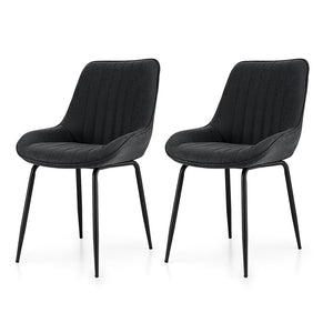 Brand New Dining Chairs Set 2pc | Retro Style | PU Leather | Black