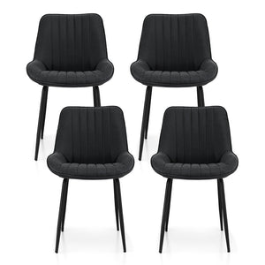 Retro PU Leather Dining Chairs Set 4pc | Black (Version A)