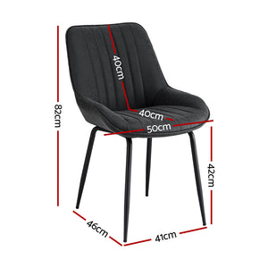 Retro PU Leather Dining Chairs Set 4pc | Black (Version A)