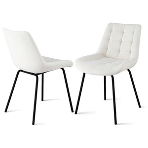 Dining Chairs Set 2pc | Velvet Tufted | Accent Chairs | Beige
