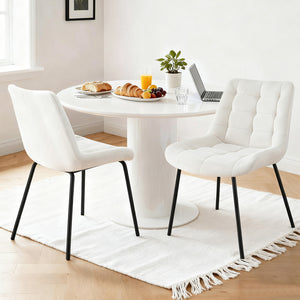Dining Chairs Set 2pc | Velvet Tufted | Accent Chairs | Beige