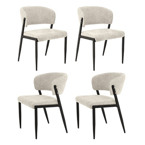 Dining Chairs | 4 Pack | Linen Fabric Upholstered Chairs | Beige