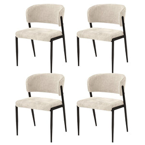 Artiss Dining Chairs Set of 4 Linen Fabric Soft Upholstered Chairs Beige