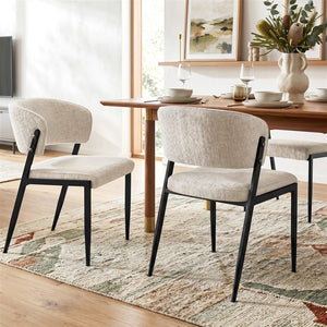 Dining Chairs | 4 Pack | Linen Fabric Upholstered Chairs | Beige