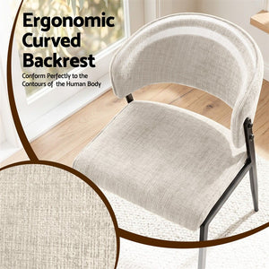 Dining Chairs | 4 Pack | Linen Fabric Upholstered Chairs | Beige