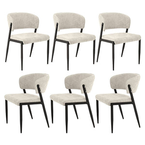Artiss Dining Chairs Set of 6 Linen Fabric Soft Upholstered Chairs Beige