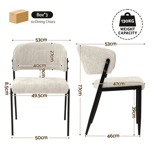 Dining Chairs | 6 Pack | Soft Linen Upholstered Chairs | Beige