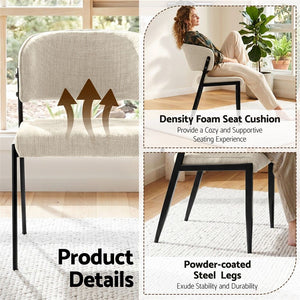 Dining Chairs | 6 Pack | Soft Linen Upholstered Chairs | Beige