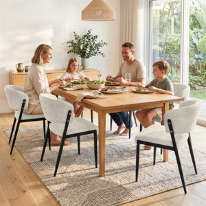 Dining Chairs | 6 Pack | Soft Linen Upholstered Chairs | Beige