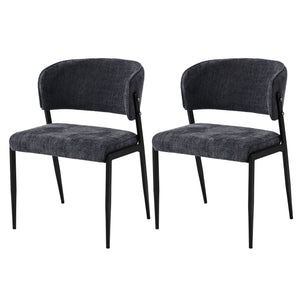 Artiss Dining Chairs Set of 2 Linen Fabric Soft Upholstered Chairs Charcoal