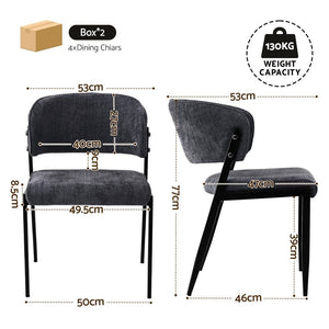 Dining Chairs | 4 Pack | Linen Fabric Upholstered Chairs | Charcoal