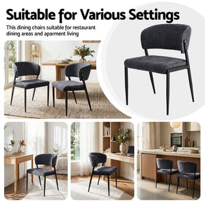 Dining Chairs | 4 Pack | Linen Fabric Upholstered Chairs | Charcoal