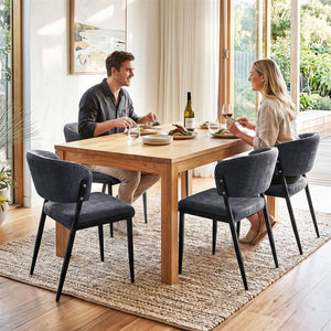Dining Chairs | 4 Pack | Linen Fabric Upholstered Chairs | Charcoal