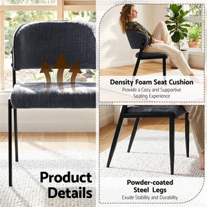 Dining Chairs | 6 Pack | Soft Linen Upholstered Chairs | Charcoal