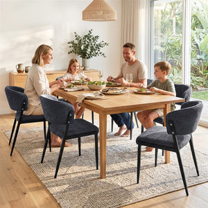 Dining Chairs | 6 Pack | Soft Linen Upholstered Chairs | Charcoal