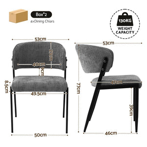 Dining Chairs | 4 Pack | Linen Fabric Upholstered Chairs | Grey