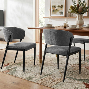 Dining Chairs | 4 Pack | Linen Fabric Upholstered Chairs | Grey