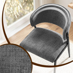 Dining Chairs | 4 Pack | Linen Fabric Upholstered Chairs | Grey