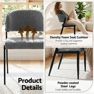 Dining Chairs | 4 Pack | Linen Fabric Upholstered Chairs | Grey