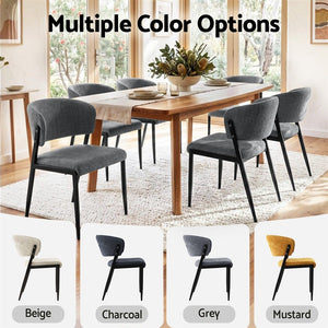 Dining Chairs | 4 Pack | Linen Fabric Upholstered Chairs | Grey