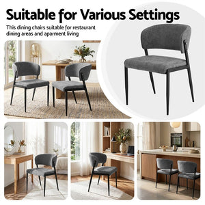 Dining Chairs | 4 Pack | Linen Fabric Upholstered Chairs | Grey
