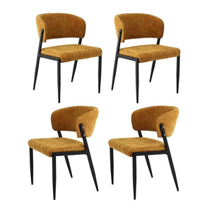Dining Chairs | 4 Pack | Linen Fabric Upholstered Chairs | Mustard