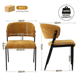 Dining Chairs | 4 Pack | Linen Fabric Upholstered Chairs | Mustard