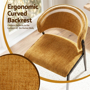 Dining Chairs | 4 Pack | Linen Fabric Upholstered Chairs | Mustard
