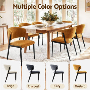 Dining Chairs | 4 Pack | Linen Fabric Upholstered Chairs | Mustard