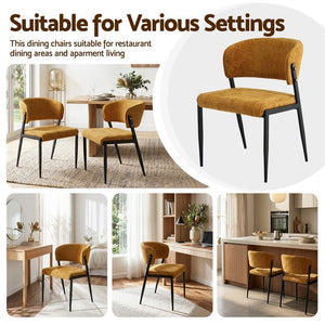 Dining Chairs | 4 Pack | Linen Fabric Upholstered Chairs | Mustard