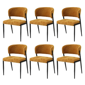 Artiss Dining Chairs Set of 6 Linen Fabric Soft Upholstered Chairs Mustard