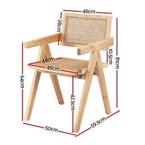 Dining Chair x1 | Wooden Rattan Seat | Rubber Wood Frame