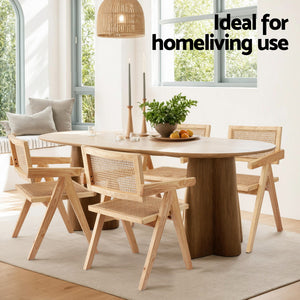 Dining Chairs Set 2pc | Wooden Rattan Seat | Rubber Wood Frame