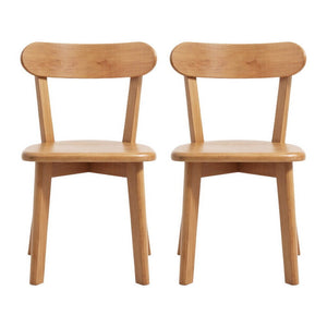 Dining Chairs Set 2pc | Wooden Accent Chairs | Rubber Wood Frame