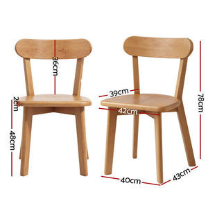 Wooden Dining Chairs Set 4pc | Rubber Wood Frame | Kitchen Cafe