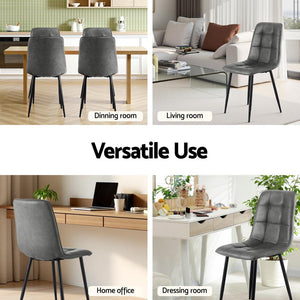 Retro Dining Chairs Set 4pc | PU Leather | Grey (Style 1)